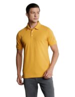 Buy Symbol Premium Men's Cotton Stretch Solid Polo T-Shirt (Regular Fit | Pique Knit) (Mustard Yellow_2XL)