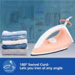 Buy Philips GC097/50 750-Watt Dry Iron (World no. 1 Ironing Brand), Light & Easy to Use, Powerful 750 Watt Heat up with a comforable wide grip, Black Non Stick Soleplate (Peach) Online at Low Prices in India -  - Image 6