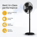Buy atomberg Renesa 400mm Pedestal Fan | 5-star rated | Ideal for Home & Office | Silent BLDC Stand Fan | 6 Speeds | 35W | Remote with Oscillation, Timer, Sleep | 2 Years Warranty (Midnight Black) Online at Low Prices in India -  - Image 4