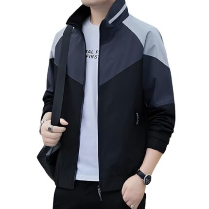 Buy MIA FASHION Mens Jackets for Summer, Lightweight Windcheater Jacket, Full Sleeves, Regular Fit, Stylish Stand Collar, Zipper Closure