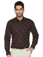 Van Heusen Men's Regular Fit Shirt (VHSFFCUBE85618_Brown  : Clothing & Accessories