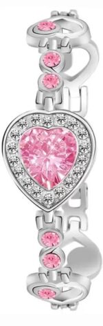 Acnos Silicone Premium White Dial Diamond Pink Analog Watch With Diamond Bracelet For Girl Best Design Butterfly Combo 3 Pack Of 3, Pink Band  : Fashion - Image 3