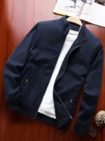 Buy TAGAS Men's Regular Jacket Fit For Casual Wear | Low-Cut Standing Collar | Full Sleeve | Latest Stylish Jacket For Men |Regular Fit Zip-Up Casual jacket| bomber jacket for men(MJ-9015) (M, NAVY) - Image 2