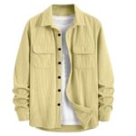 Buy MiraMichi Men's Full Sleeve Corduroy Striped Casual Jacket, Ideal for Stylish Everyday Outfits (Yellow, 2XL)