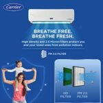 Carrier 1 Ton 3 Star AI Flexicool Inverter Split AC (Copper, Convertible 4-in-1 Cooling,Dual Filtration with HD & PM 2.5 Filter, Auto Cleanser, ESTER Exi - CAI12ER3R33F0,White)  : Home & Kitchen - Image 8