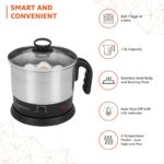 Electric Multipurpose Kettle | for boiling Water, Eggs | Making Tea, Coffee| Stainless Steel Body with Automatic Shut-off | 18.3L x 15.7W x 19.1H cm | 1.2 L | 220 Volts | Silver, Black  : Home & Kitchen - Image 3