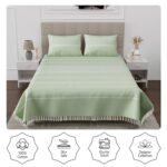Värde 210 TC Double Bedsheet with Pillow Cover 2 | 100% Cotton Bedsheet for Summer | Handloom Cotton Bedsheets for Double Bed | All Season Comfort | Size (90X100 Inches, 7.5 x 8.3 Feet, Parrot Green)  : Home & Kitchen - Image 5
