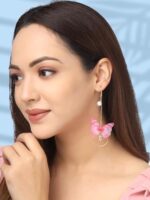 Yellow Chimes Danglers Earrings for Women | Pink Earrings for Girls | Fashion Women Earrings | Butterfly Shaped Long Chain Dangler Earrings | Birthday Gift For Girls Anniversary Gift for Wife  : Fashion - Image 5