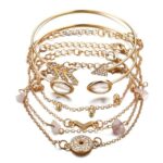 Shining Diva Fashion Latest Stylish Multilayer Gold Plated Bangle Bracelet for Women and Girls (rr14669b) Set of 6  : Fashion - Image 2