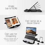 STRIFF Adjustable Laptop Tabletop Stand Patented Riser Ventilated Portable Foldable Compatible with MacBook Notebook Tablet Tray Desk Table Book with Free Phone Stand (Black)  : Computers & Accessories - Image 2