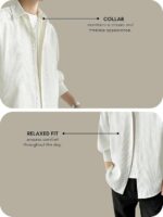 BASSIQ Men's Textured Popcorn Shirts Stylish Spread-Collar Long-Sleeve Casual Shirt for Men (White_X-Large)  : Clothing & Accessories - Image 5