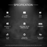 ULTIMUS Pro Intel Celeron Dual Core Laptop 4GB RAM 128GB Emmc Expandable~512GB Intel HD Graphics 2.0x1 3.0x1 USB HDMI SD Card Slot ‎LPDDR4 Dual Speaker Dual Microphone Win 11 Home Cloud Silver, 1.2 kg  : Electronics - Image 2