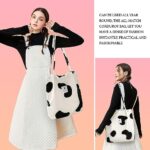 Buy Street27® Korean Canvas Corduroy Tote Bag Casual Work Shoulder Handbags | Multi-Purpose Bag |Sturdy Canvas Bag with Large Capacity | Shopping Bag for Office, College & Daily Use (Cow) - Image 6