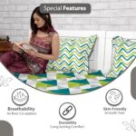Divine Casa 144 TC Cotton Bedsheet for Double Bed with 2 Pillow Cover (222 x 254 cm, Aqua Lime, Geometric)  : Home & Kitchen - Image 4