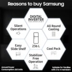 Samsung 236 L, 2 Star, Digital Inverter, Frost Free Double Door Refrigerator (RT28C3032GS/HL, Gray Silver)  : Home & Kitchen - Image 2