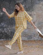 Buy FABNEX Stylish Printed Cotton Blend Co Ord Set for Women | Casual & Festive Indo-Western Outfit (K-126-Yellow-2XL) - Image 3