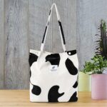 Buy Street27® Korean Canvas Corduroy Tote Bag Casual Work Shoulder Handbags | Multi-Purpose Bag |Sturdy Canvas Bag with Large Capacity | Shopping Bag for Office, College & Daily Use (Cow) - Image 8