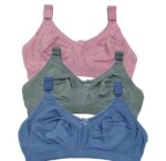 Buy FUNAHME Women's Cotton Full Coverage Non-Padded Wirefree T-Shirt Bra Combo, Multicolor