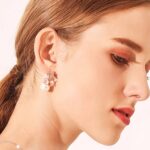 Shining Diva Fashion Latest Stylish Western Crystal Pearl Gold Plated Stud Earrings for Women (rrsd11821er), Peach  : Fashion - Image 3