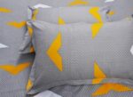 Buy Huesland by Ahmedabad Cotton 144 TC Cotton Bedsheet for Double Bed with 2 Pillow Covers - Grey, Yellow & White Online at Low Prices in India -  - Image 4