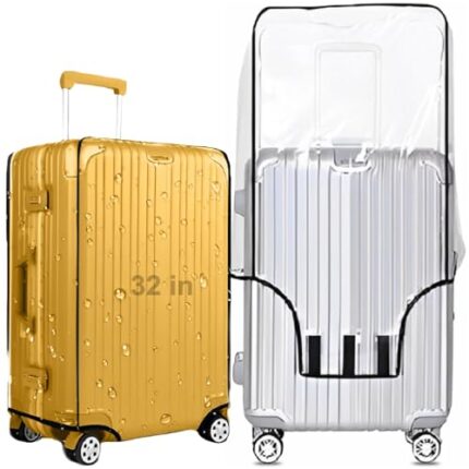 JD FRESH 32 inch Trolley Bag Cover/Waterproof Dustproof Luggage Bag Cover/Zippered Clear PVC Suitcase Covers Protectors (Set of 1)  : Fashion