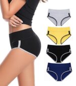 Buy DIVING DEEP Cotton Underwear for Women, High Waist Panties for Women, Womens Brief Stretchy Underwear, Women's Panties - (Pack of 4) (G, Y, Blue, B) (XL)