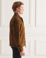 Buy LEATHER JACKET FOR MEN SUEDE (IN, Alpha, M, TAN) - Image 4