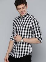 The Indian Garage Co Men's Checkered Slim Shirt (0121-SH72-04_White Medium)  : Clothing & Accessories - Image 5