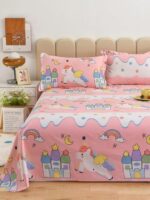 Buy DECOMIZER 300 TC Cotton Wrinkle Free Soft Hypoallergenic Bed Sheet | Cartoon Printed Single Bedsheet for Kids with one Pillow Cover (60x90 Inches/Pink Unicorn) Online at Low Prices in India -  - Image 3