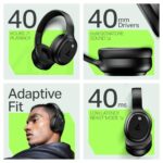 boAt Rockerz 421 (2025 Launch), 40Hrs Battery, Low Latency(40Ms), 40Mm Drivers, Enx Technology, Integrated Controls, V5.4 Bluetooth Headphones, Wireless Over Ear Headphone with Mic (Black Sabre)  : Electronics - Image 2