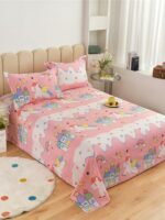 Buy DECOMIZER 300 TC Cotton Wrinkle Free Soft Hypoallergenic Bed Sheet | Cartoon Printed Single Bedsheet for Kids with one Pillow Cover (60x90 Inches/Pink Unicorn) Online at Low Prices in India -  - Image 2