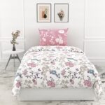 LORETO - A QUALITY LINEN BRAND 100% Pure Cotton Bedsheet for Single Bed, 144TC Soft & Breathable Single Bed Sheet with Pillow Cover (Blush Pink & Teal Blooms, 54 x 84 Inches)  : Home & Kitchen