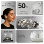 boAt Airdopes Plus 311 (2025 Launch), Glass Design, Dual Mics ENx, Fast Charge, 50 Hrs Battery, Low Latency, IPX4, Bluetooth Earbuds, TWS Ear Buds Wireless Earphones with mic (Ash Grey)  : Electronics - Image 2