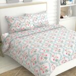 Haus & Kinder Double Bed Bedsheet with 2 Pillow Covers| 90x100 Inches |186 TC Queen Size Cotton Bed Sheet Breathable | Soft | Pink Blossom  : Home & Kitchen