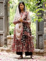 Buy Nermosa Women Printed Anarkali Kurta and Pant Set with Dupatta (in, Alpha, L, Maroon) - Image 7