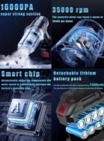 TEKCOOL 4-in-1 Keyboard Vacuum Cleaner Wireless Handheld,13000PA High Power Car Vacuum Cleaner with 180W Super Fast Charging and Multi-Nozzle for Office, PetCar, Home  : Car & Motorbike - Image 6