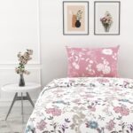 LORETO - A QUALITY LINEN BRAND 100% Pure Cotton Bedsheet for Single Bed, 144TC Soft & Breathable Single Bed Sheet with Pillow Cover (Blush Pink & Teal Blooms, 54 x 84 Inches)  : Home & Kitchen - Image 2