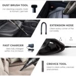 Tusa Cordless Vacuum Cleaner for Car & Home | 2X Powerfull Suction, Dual Mode Battery 6000mAh & 12V DC Car Port | High Power Portable Lightweight Wireless Vacuum, Rechargeable (V1) (Black)  : Car & Motorbike - Image 7