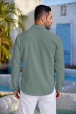 FINIVO FASHION Men's Solid Regular Fit Shirt (PCN_222_Green_XL  : Clothing & Accessories - Image 2
