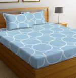 Buy NEW LEAF Premium Cotton Elastic Fitted Bedsheets with 2 King Size Pillow Covers Double Bed with All Around Elastic Supersoft Size - 72 King Sizex78+10 inches Grey White Oval Pattren 200 tc - 220 tc Online at Low Prices in India -  - Image 4