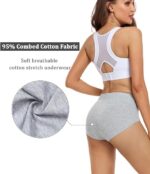 Buy DIVING DEEP Women's Briefs, 4 Pack, High Waisted Underwear, Comfortable Cotton Panties (B, Purple, Grey, Blue) (XL) - Image 3