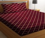 Buy HIYANSHI HOME FURNISHING Glace Cotton King Size All Around Elastic Fitted Double Printed Bedsheet 72''X78'' Inchi + 10 Inch (Drop) With 2 Pillow Covers (Maroon) , 200 Tc - 220 Tc Online at Low Prices in India - 