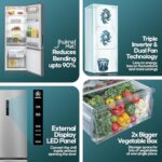 Haier 325 L 3 Star Frost Free Bottom Mount Double Door Refrigerator|Convertible 14-in-1|Jhukna Mat-Bottom Freezer|Digital Display Panel|Triple Inverter|Twist Ice Maker (HEB-333DS-P, Dazzle Steel)  : Home & Kitchen - Image 3