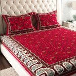 ColorKart Pure 180 Tc 100% Cotton Double Bed Sheet with 2 Pillow Covers (Bedsheet for Double Bed Cotton, Red Floral Jaipuri, King Size Summer Collection - 003  : Home & Kitchen