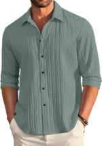 FINIVO FASHION Men's Solid Regular Fit Shirt (PCN_222_Green_XL  : Clothing & Accessories