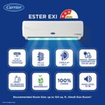 Carrier 1 Ton 3 Star AI Flexicool Inverter Split AC (Copper, Convertible 4-in-1 Cooling,Dual Filtration with HD & PM 2.5 Filter, Auto Cleanser, ESTER Exi - CAI12ER3R33F0,White)  : Home & Kitchen - Image 2