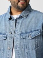 Buy Urbano Plus Men's Light Blue Regular Fit Washed Full Sleeve Denim Jacket (plusjaktp-denimball-lblue-5xl) - Image 6