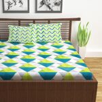 Divine Casa 144 TC Cotton Bedsheet for Double Bed with 2 Pillow Cover (222 x 254 cm, Aqua Lime, Geometric)  : Home & Kitchen - Image 2