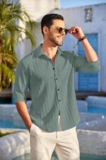 FINIVO FASHION Men's Solid Regular Fit Shirt (PCN_222_Green_XL  : Clothing & Accessories - Image 5