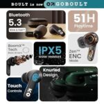 GOBOULT Z20 Truly Wireless Bluetooth Ear Buds with 51H Playtime, Zen™ Calling ENC Mic, Made in India, Low Latency Gaming, Touch Controls, Rich Bass Drivers, TWS Earbuds Bluetooth Wireless (Pine Green)  : Electronics - Image 3